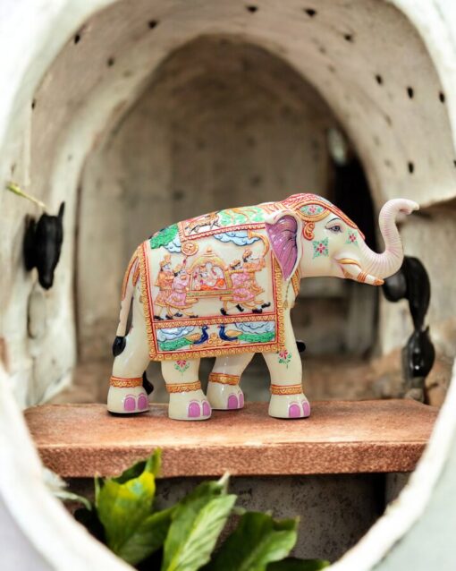 The Majestic Hand-Carved Marble Caravan Elephant: A Symbol of Strength, Grace, and Cultural Elegance