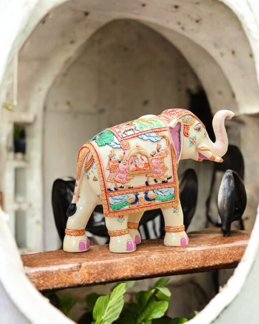 The Majestic Hand-Carved Marble Caravan Elephant: A Symbol of Strength, Grace, and Cultural Elegance - Image 3