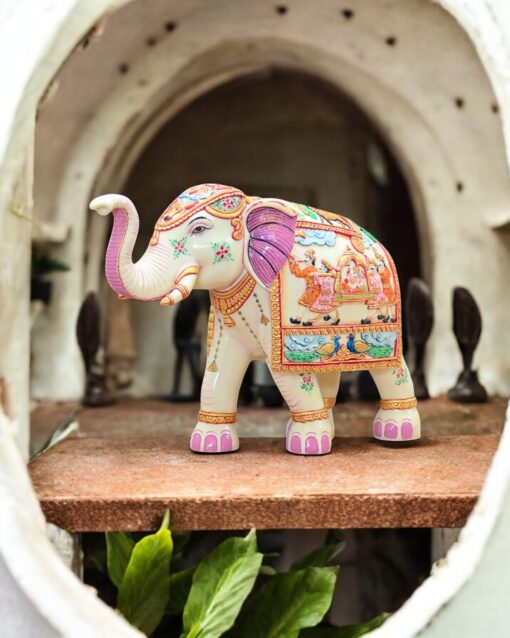 The Majestic Hand-Carved Marble Caravan Elephant: A Symbol of Strength, Grace, and Cultural Elegance - Image 5