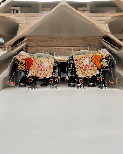 Wood Hand Painted Elephant Hand Carved Elephant Home Decor - Image 3
