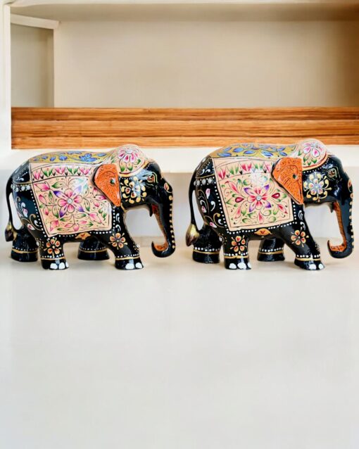 Wood Hand Painted Elephant Hand Carved Elephant Home Decor - Image 4