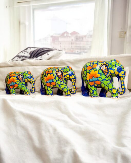 Set of 3 Handcrafted Wooden Small Elephant Figurines - Artisan For Home Décor