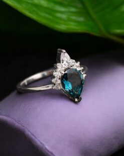 Natural London Blue Topaz Dainty Sterling Silver Ring
