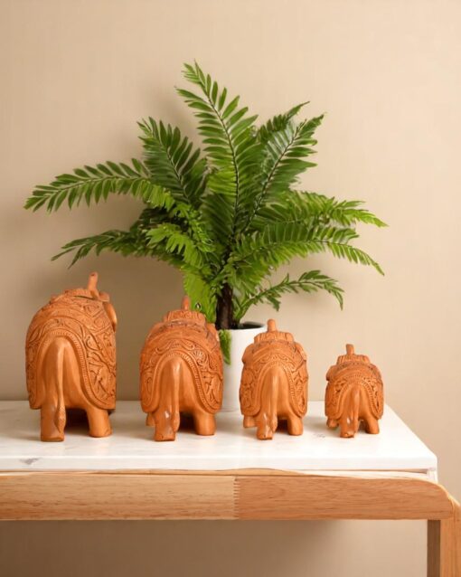 Wooden Elephant Caravan with Intricate Animal Carvings - Image 5