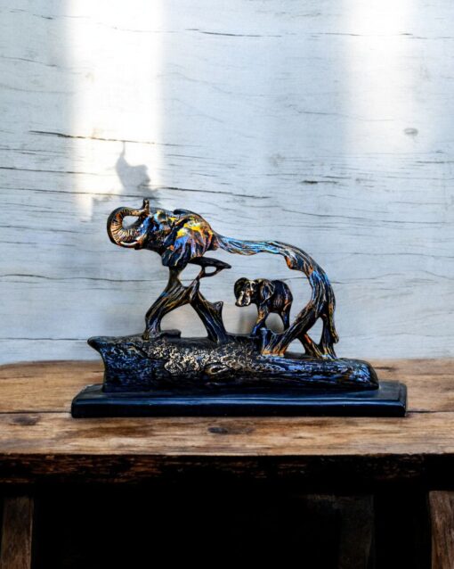 Elephant Love in Shine Polarized Mother & Calf Figurine - Image 3