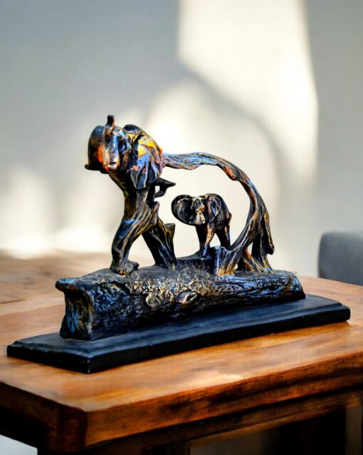 Elephant Love in Shine Polarized Mother & Calf Figurine - Image 2