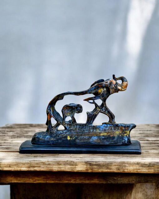 Elephant Love in Shine Polarized Mother & Calf Figurine - Image 4