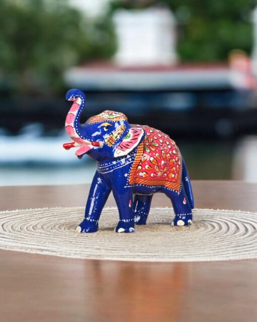 Royal Meenakari Blue Elephant Showpiece - Image 4