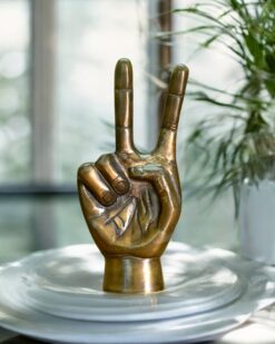 Metal Victory Hand Sign for the Desk Symbolic Desk Accent for Success