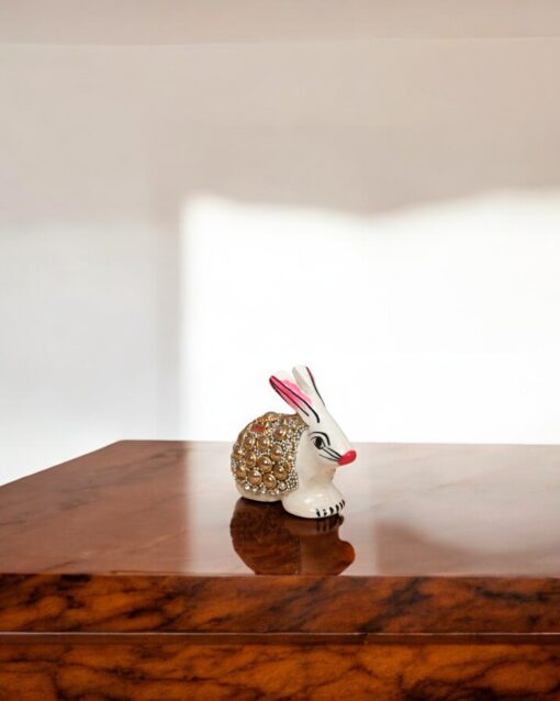 Graceful Meenakari White Bunny with Kundan Embellishments - Image 3
