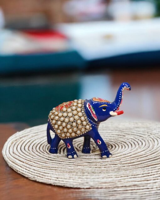 Royal Meenakari Elephant with Kundan Embellishment