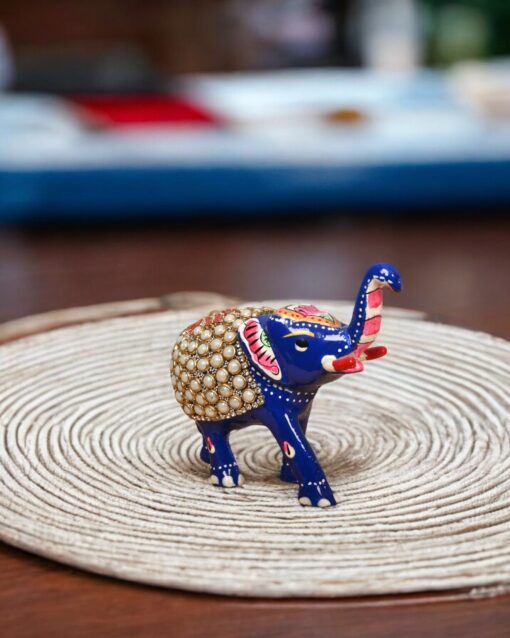 Royal Meenakari Elephant with Kundan Embellishment - Image 5