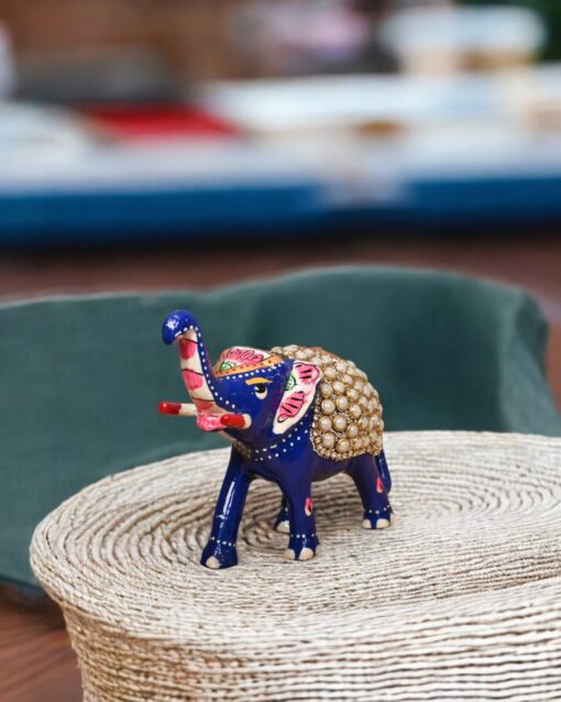 Royal Meenakari Elephant with Kundan Embellishment - Image 4