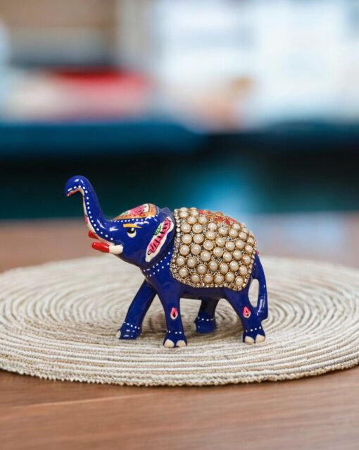Royal Meenakari Elephant with Kundan Embellishment - Image 3