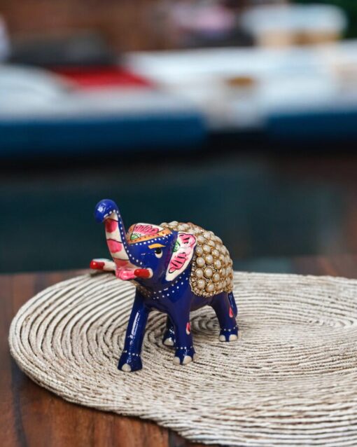 Royal Meenakari Elephant with Kundan Embellishment - Image 2