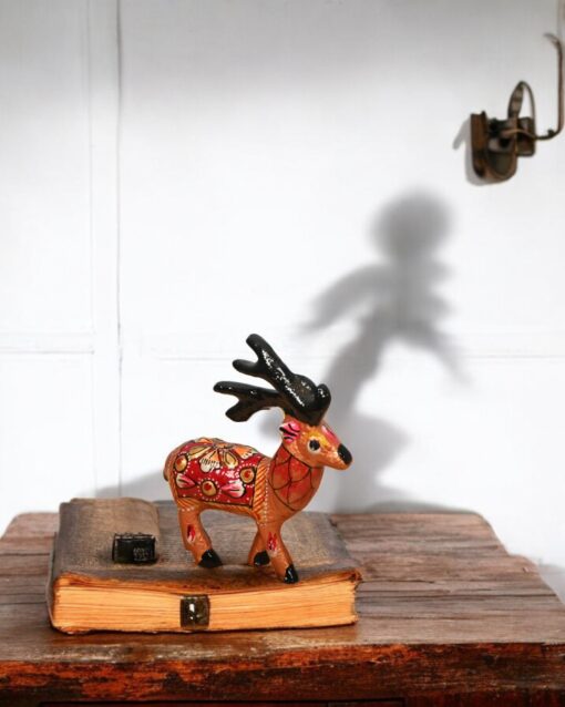Graceful Metal Meenakari Swamp Deer Sculpture - Image 3