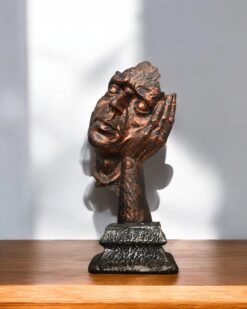 Antique Copper Men's Face Sculpture with Vintage Charm