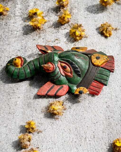 Divine Presence Handcrafted Wooden Ganesh Mural (Green) - Image 2