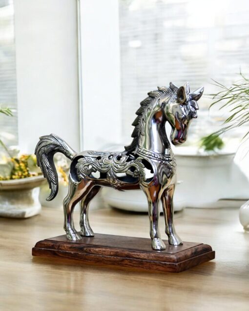 Wood & Steel Majestic Horse Sculpture - Image 4