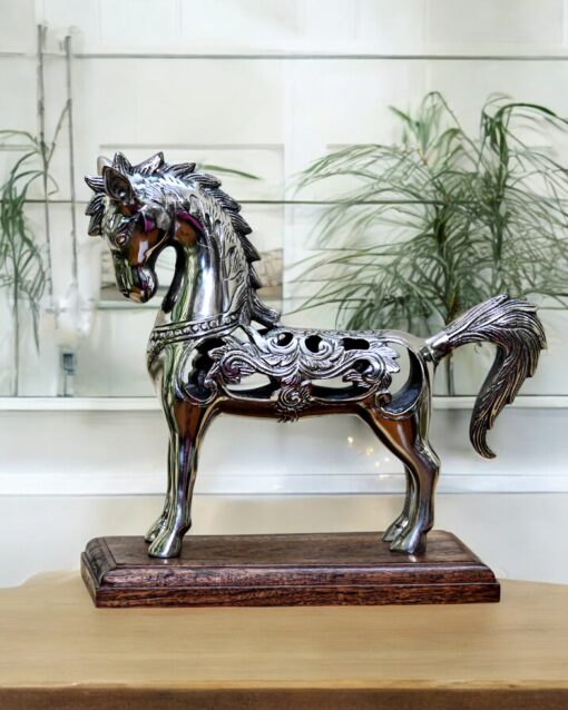 Wood & Steel Majestic Horse Sculpture