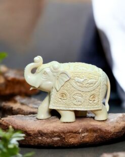 Majestic Marble Elephant Sculpture with Intricate Carving