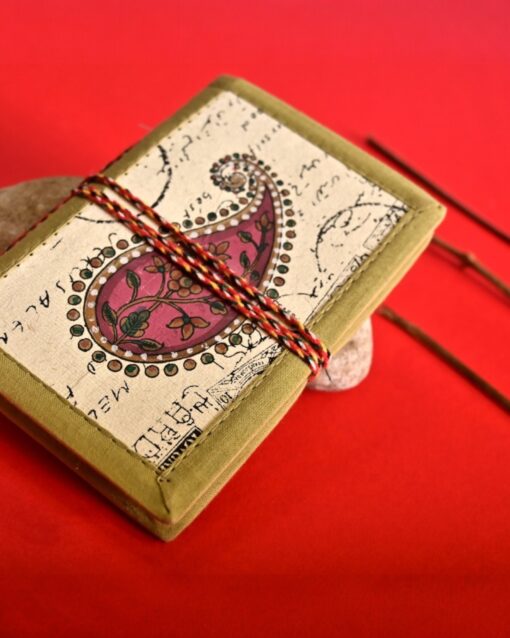 Green Fabric Bound Diary with Booti Design(Small) - Image 4