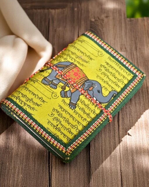 Graceful Elephant Pattern Cloth Diary - Image 4