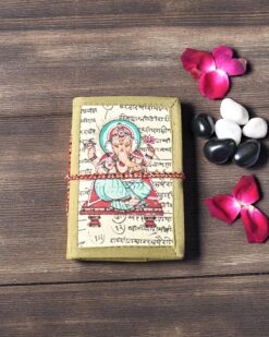Spiritual Ganesh Design Cloth Covered Diary(Off White)