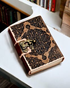 Bound Traditions Block-Printed Leather Diary with Metal Lock