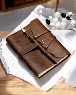 Wooden Touch Leather Journal with Pen Lock Closure