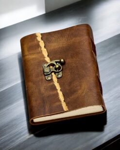Antique Charm Metal Lock Leather Journal with 100 Pages