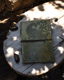 Exquisite Peacock Leather Journal with 100 Fine Paper Pages(Green)