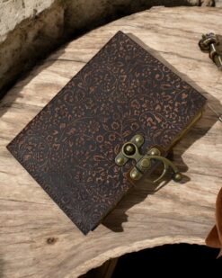Vintage Vibes Block-Printed Leather Journal with 100 Pages