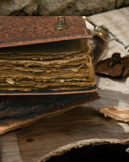 Vintage Vibes Block-Printed Leather Journal with 100 Pages - Image 2