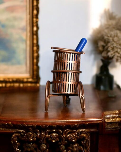 Classic Brass Bicycle Watch and Pen Stand Desk Accent - Image 3