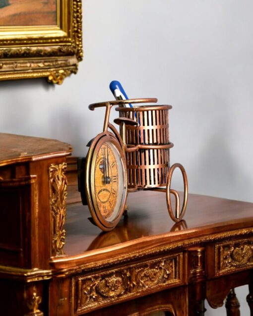 Classic Brass Bicycle Watch and Pen Stand Desk Accent - Image 4