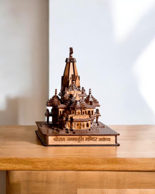 Ayodhya’s Grace Wooden Temple with Illuminated Aura - Image 4