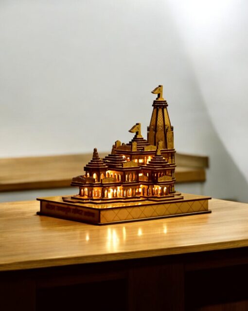 Ayodhya’s Grace Wooden Temple with Illuminated Aura - Image 5
