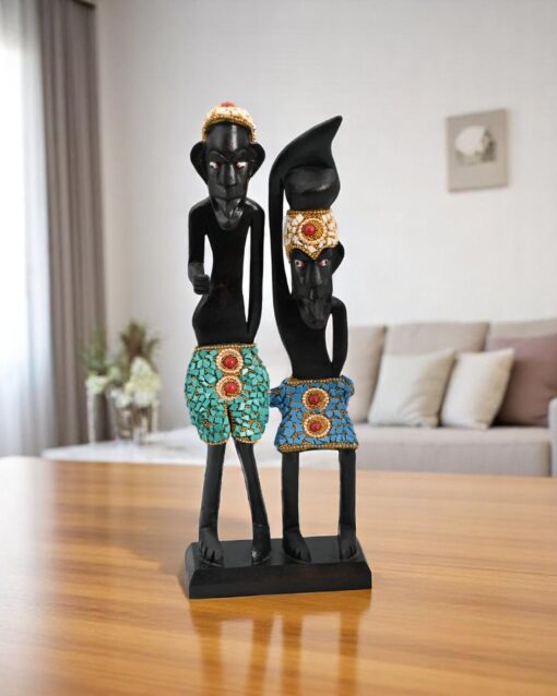 Wooden Tribal Couple in Jaipur