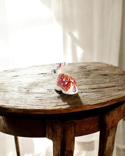 Metallic White Bunny with Intricate Meenakari Art(Red) - Image 6