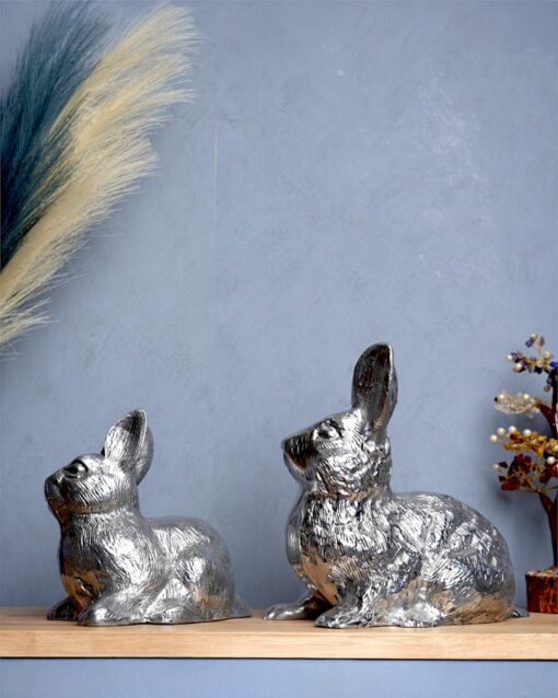 Silver Sitting Rabbit Shelf Decor - Image 3