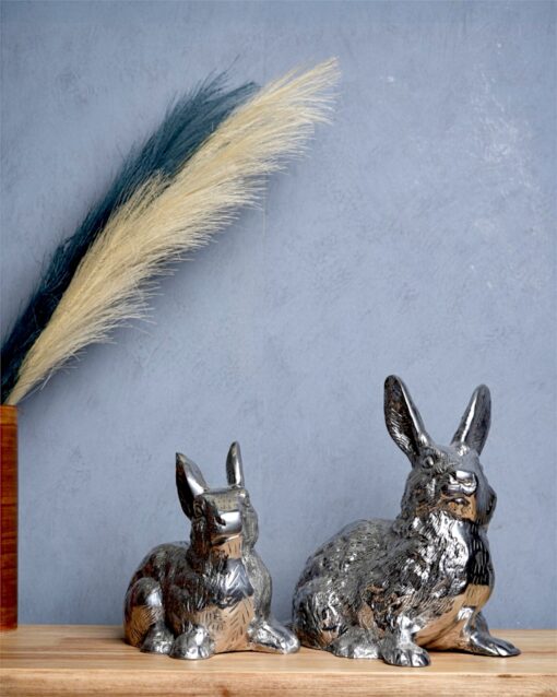 Silver Sitting Rabbit Shelf Decor