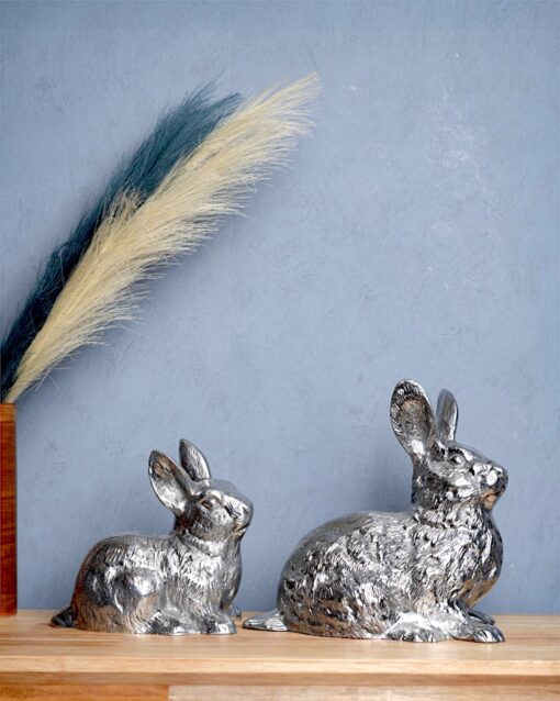 Silver Sitting Rabbit Shelf Decor - Image 2