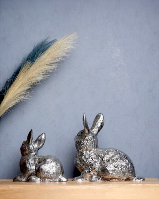 Silver Sitting Rabbit Shelf Decor - Image 4