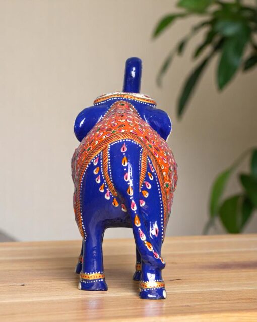 Large Meenakari Metal Elephant Masterpiece - Image 5