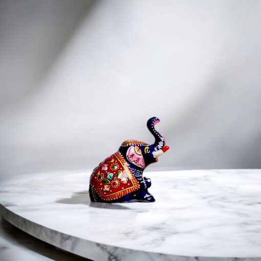 Red Royalty Meenakari Elephant in Metal - Image 2