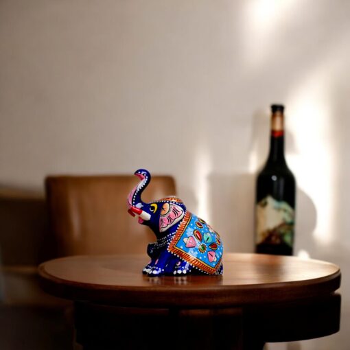 Tranquil Majesty! The Sky-Blue Meenakari Elephant - Image 3