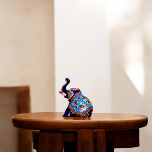 Tranquil Majesty! The Sky-Blue Meenakari Elephant - Image 4