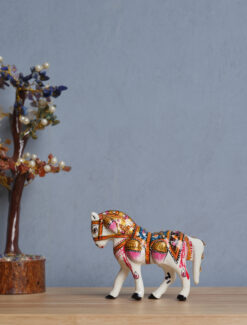 The White Marwari Meenakari Metal Horse