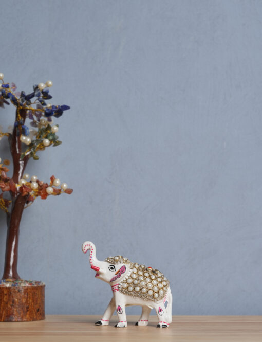 Pearl Grace Handcrafted Kundan Elephant - Image 3